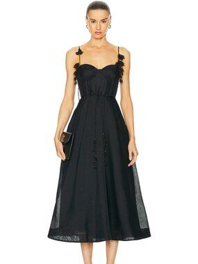 NWT Zimmerman Elegant Black Natura Midi Corset Dress